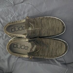 Men’s Hey Dudes Brown White Slip On Wally Sox Casual Loafer Shoes Size 14